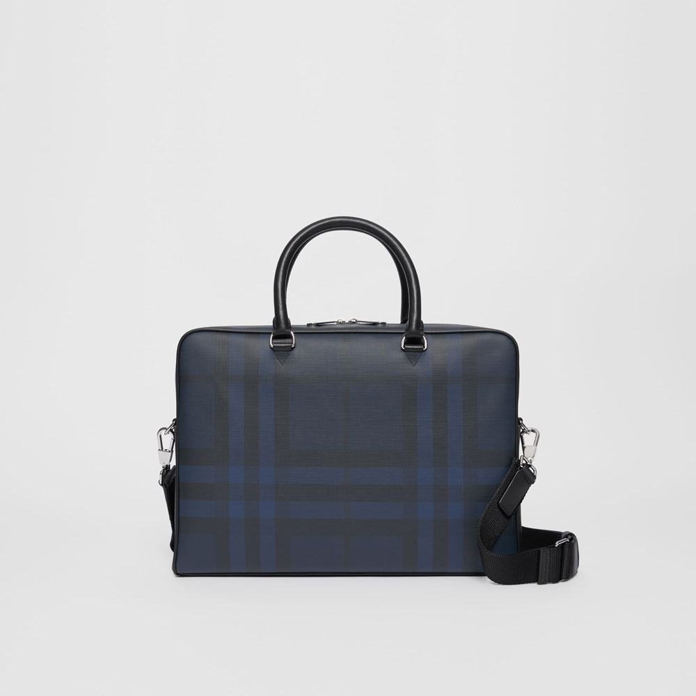 Burberry London Check and Leather Briefcase in Navy black 80051591