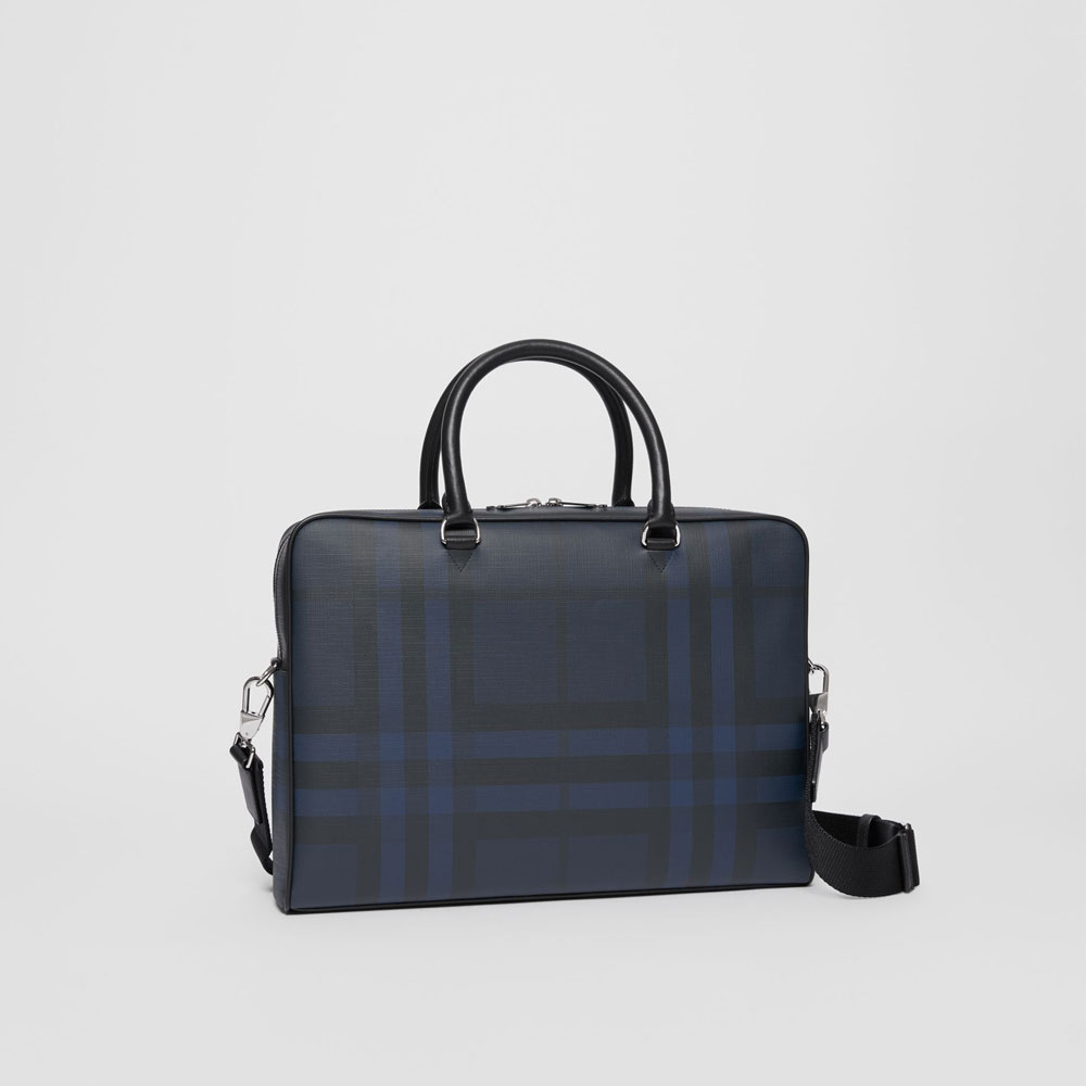 Burberry London Check and Leather Briefcase in Navy black 80051591 - Photo-3