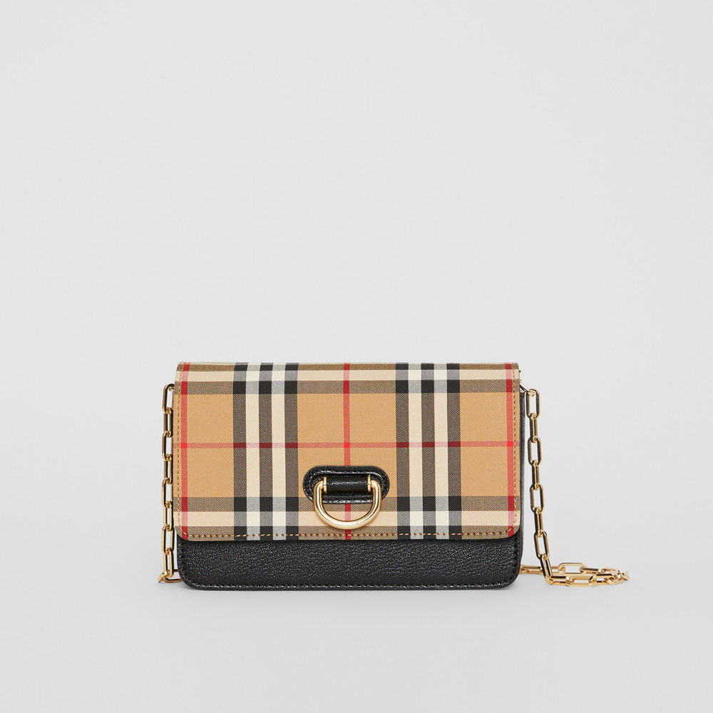 Burberry The Mini Vintage Check and Leather D-ring Bag in Black 80095301