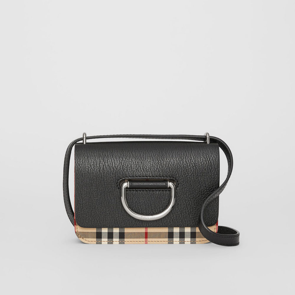 Burberry The Mini Vintage Check and Leather D-ring Bag in Black 80109591