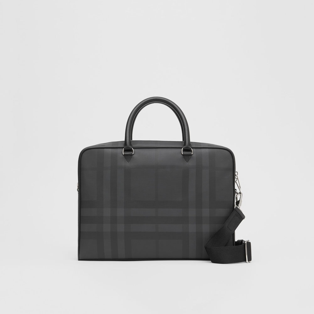 Burberry London Check and Leather Briefcase in Dark Charcoal 80139481