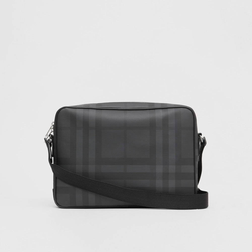 Burberry London Check and Leather Messenger Bag in Dark Charcoal 80139871 - Photo-4