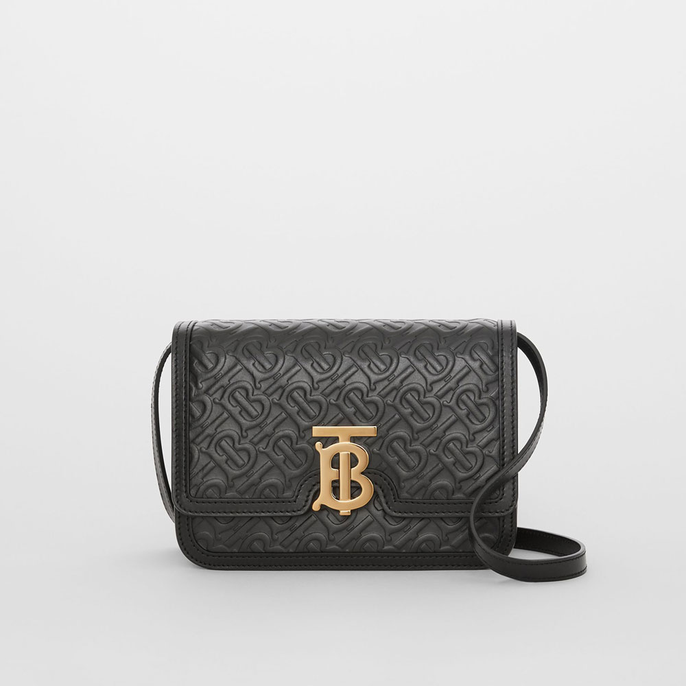 Burberry Small Monogram Leather TB Bag in Black 80140871