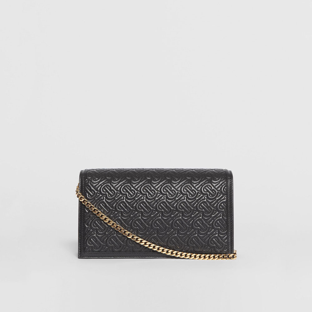 Burberry Small Quilted Monogram TB Envelope Clutch in Black 80148361 - Photo-4