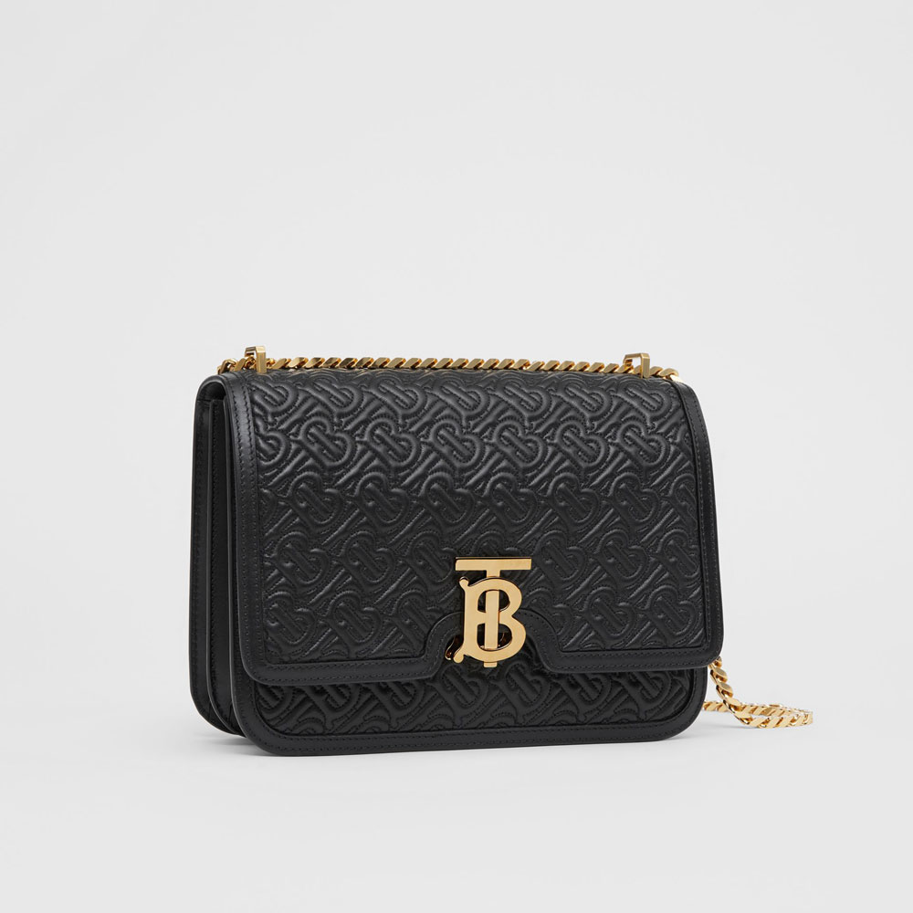 Burberry Medium Quilted Monogram Lambskin TB Bag in Black 80149311 - Photo-3