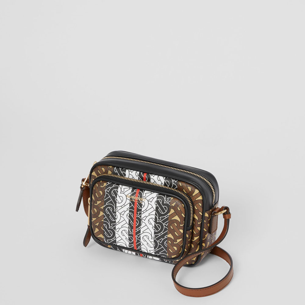 Burberry Monogram Stripe E-canvas Camera Bag in Bridle Brown 80183621 - Photo-2
