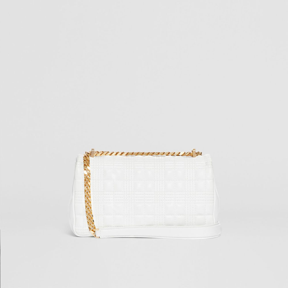 Burberry Small Quilted Lambskin Lola Bag in White 80211061 - Photo-3