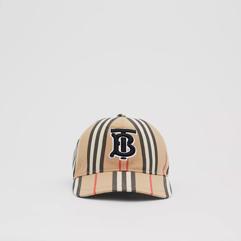 Burberry Monogram Motif Icon Stripe Cotton Baseball Cap 80269241