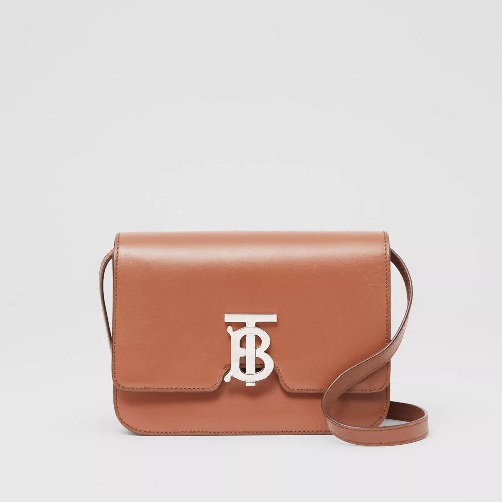 Burberry Small Leather TB Bag in Malt Brown 80345521