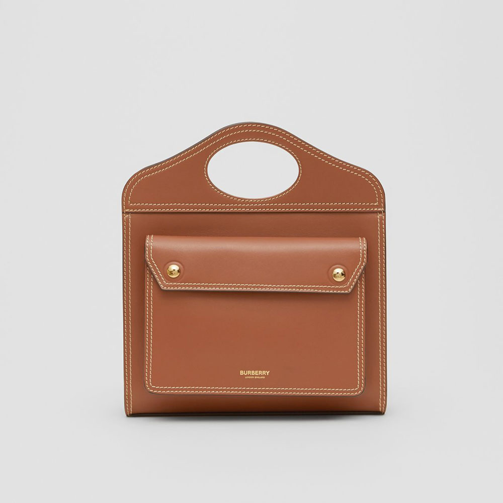 Burberry Medium Topstitch Detail Leather Pocket Bag 80359991
