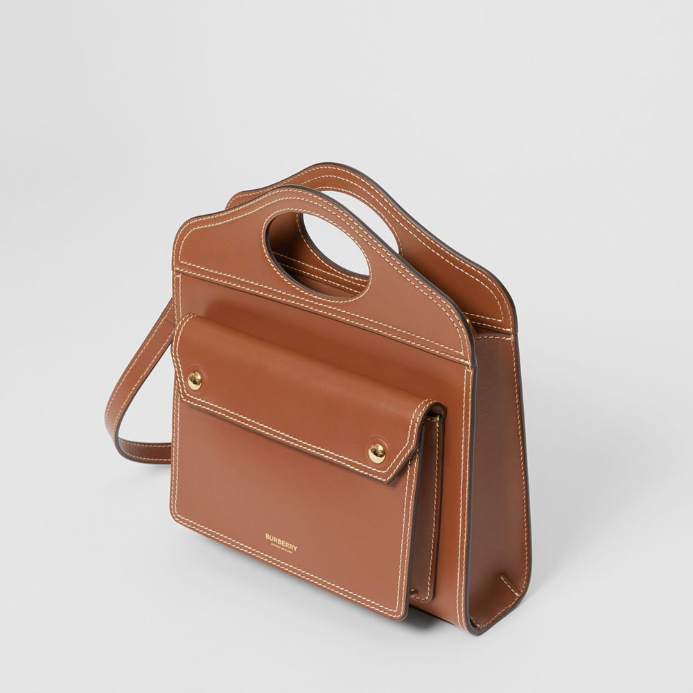 Burberry Medium Topstitch Detail Leather Pocket Bag 80359991 - Photo-2