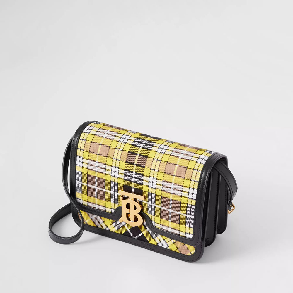 Burberry Small Tartan Cotton and Leather TB Bag 80368071 - Photo-2