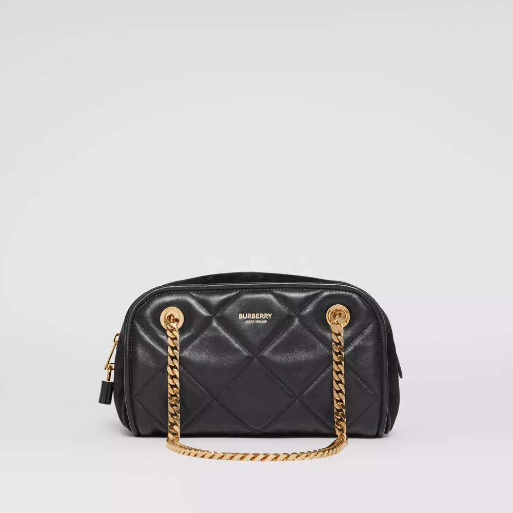 Burberry Small Suede and Lambskin Double Cube Bag in Black 80368501
