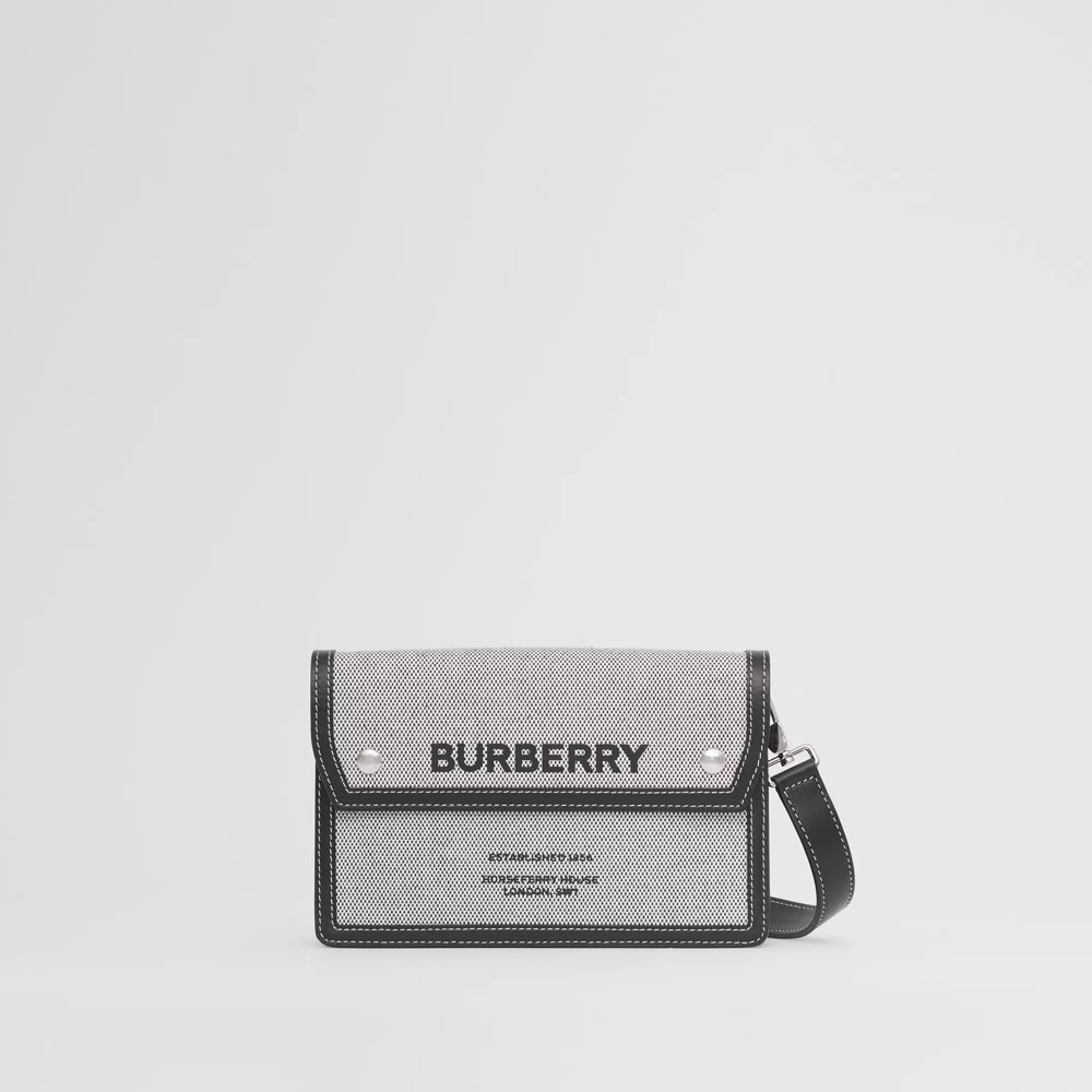 Burberry Horseferry Print Canvas and Leather Crossbody Bag in Black 80383301