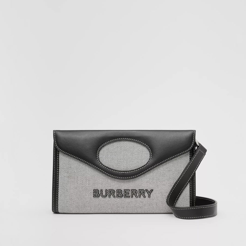 Burberry Canvas and Leather Foldover Pocket Bag in Black 80395061