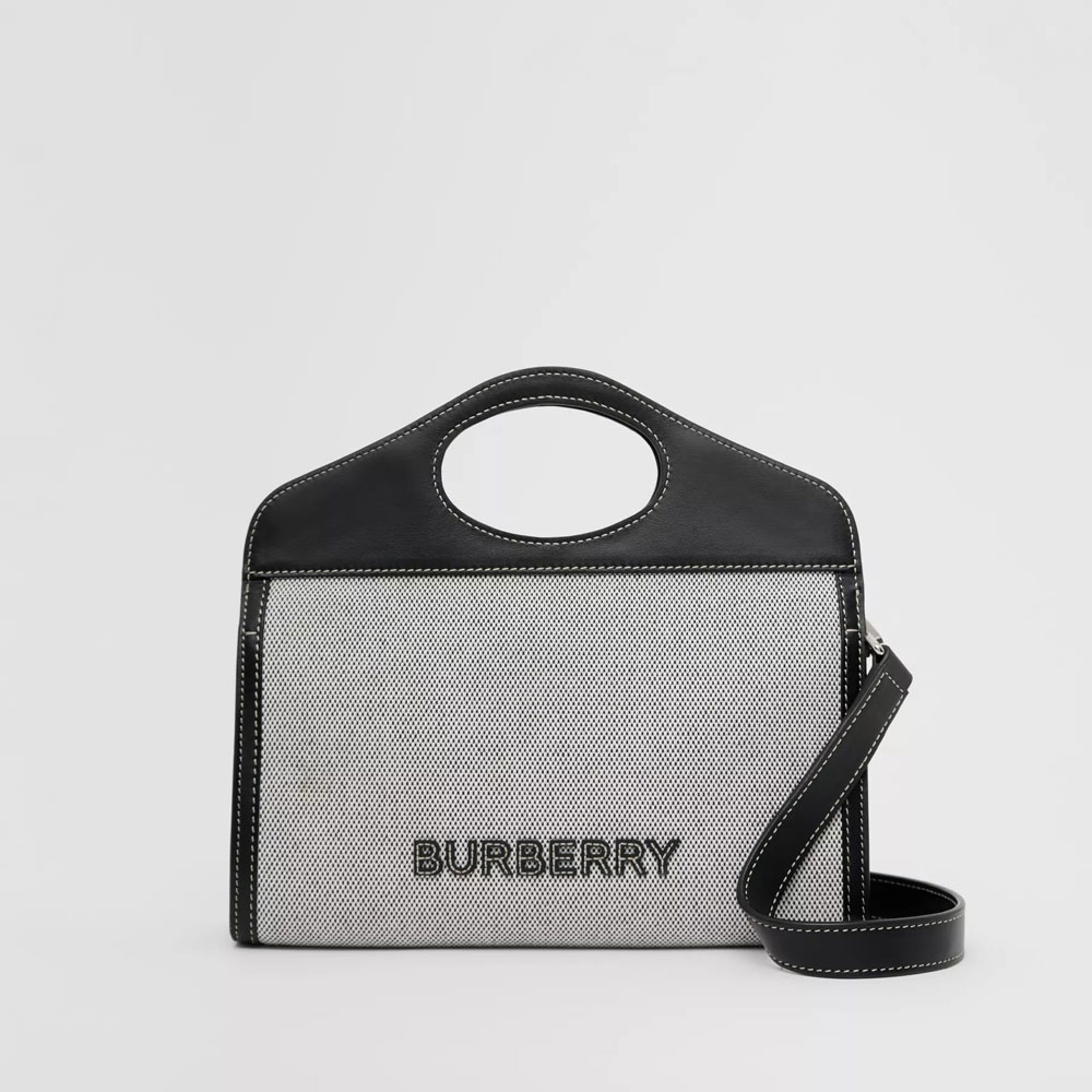 Burberry Canvas and Leather Foldover Pocket Bag in Black 80395061 - Photo-2
