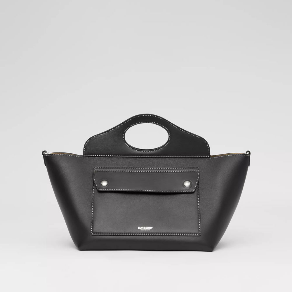 Burberry Mini Leather Soft Pocket Tote in Black 80401231