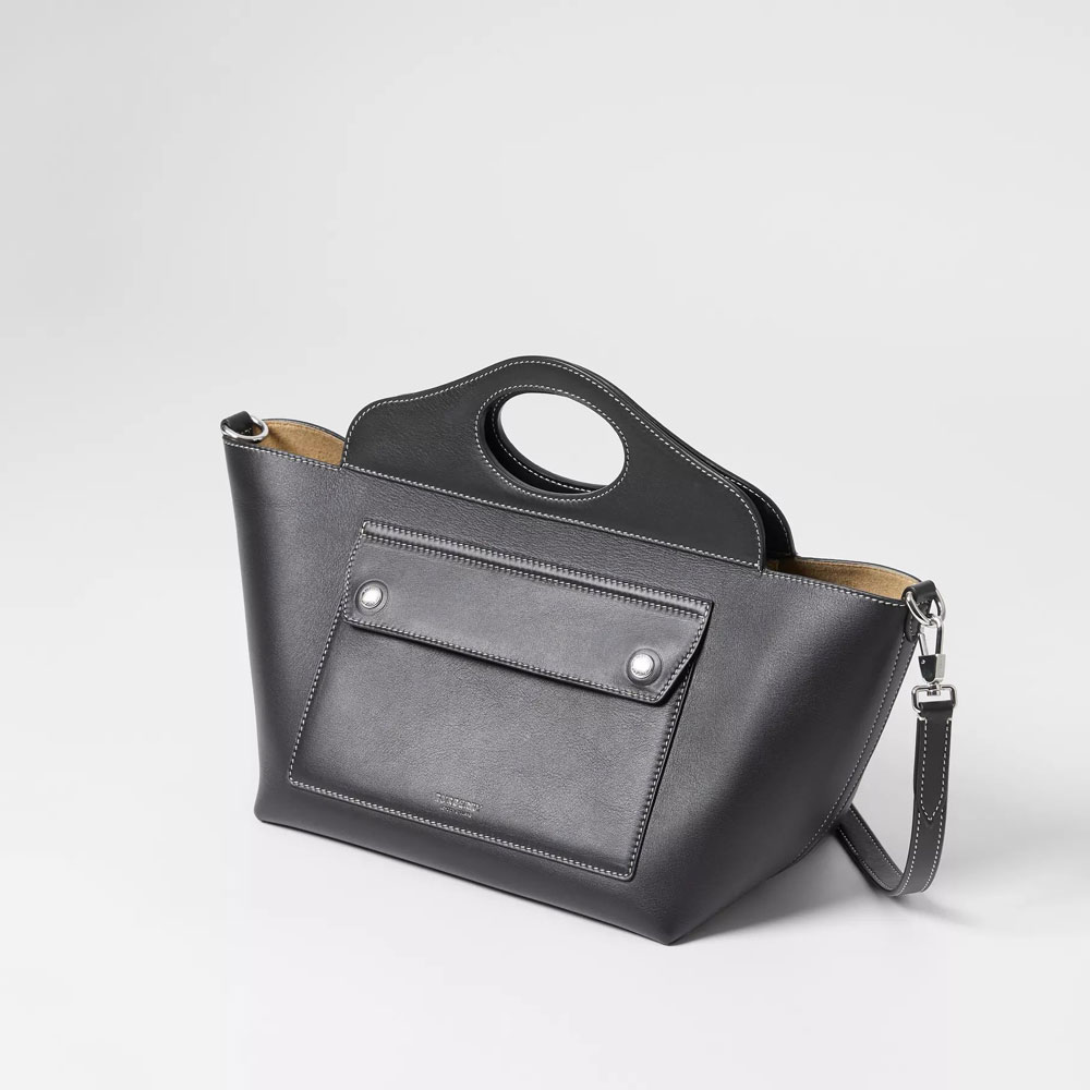 Burberry Mini Leather Soft Pocket Tote in Black 80401231 - Photo-2