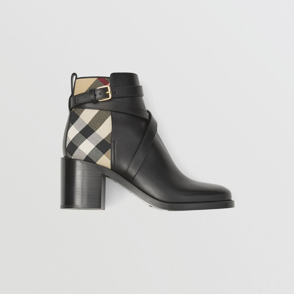 Burberry House Check and Leather Ankle Boots 80423681