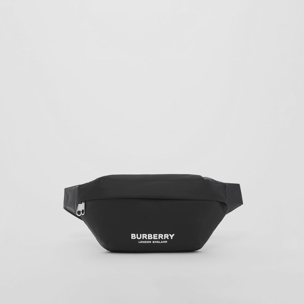 Burberry Logo Print Nylon Sonny Bum Bag in Black 80490951