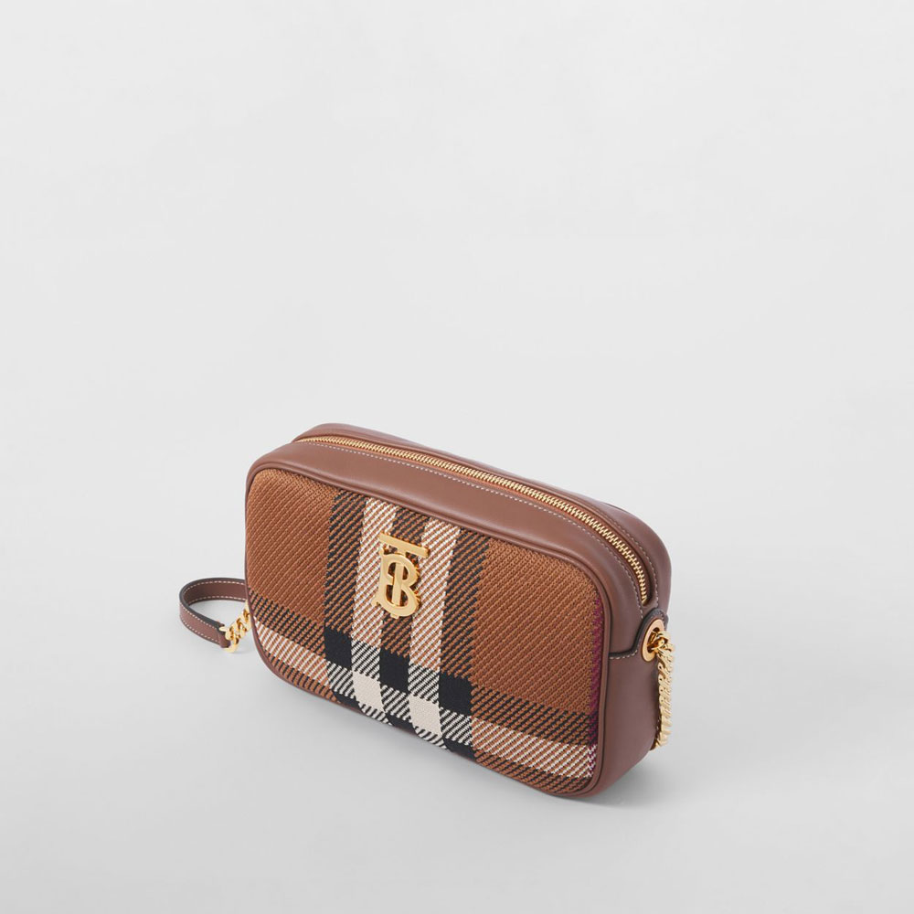 Burberry Small Knitted Check Lola Camera Bag in Birch Brown 80491411 - Photo-2