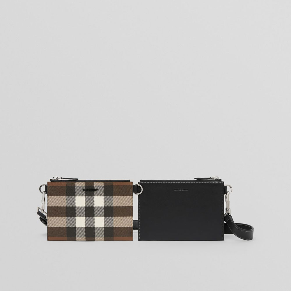 Burberry Check and Leather Link Pouch Crossbody Bag 80496131