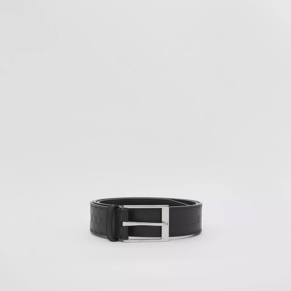 Burberry Embossed Check Leather Belt in Black 80515181 - Photo-2