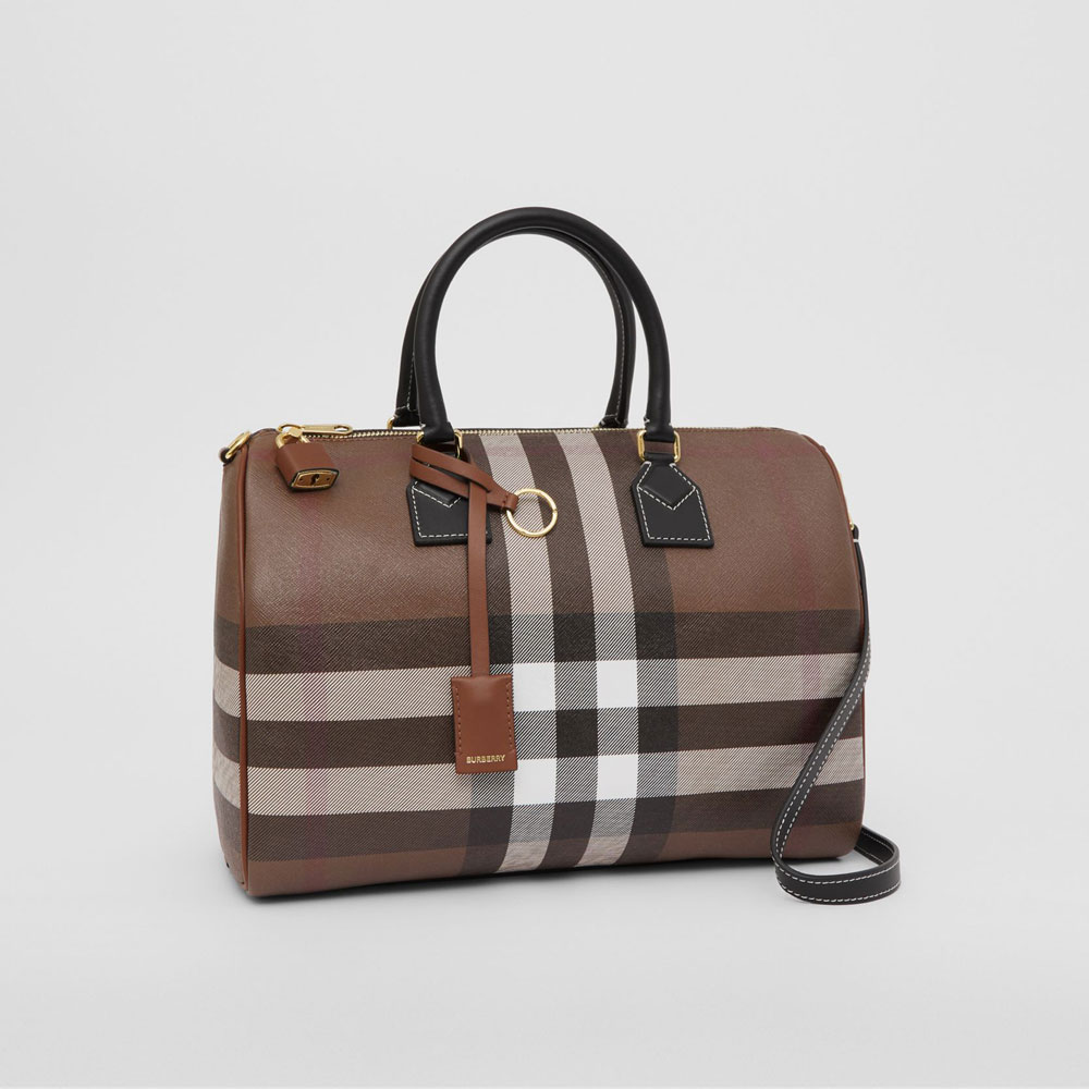 Burberry Check and Leather Medium Bowling Bag 80523481 - Photo-3