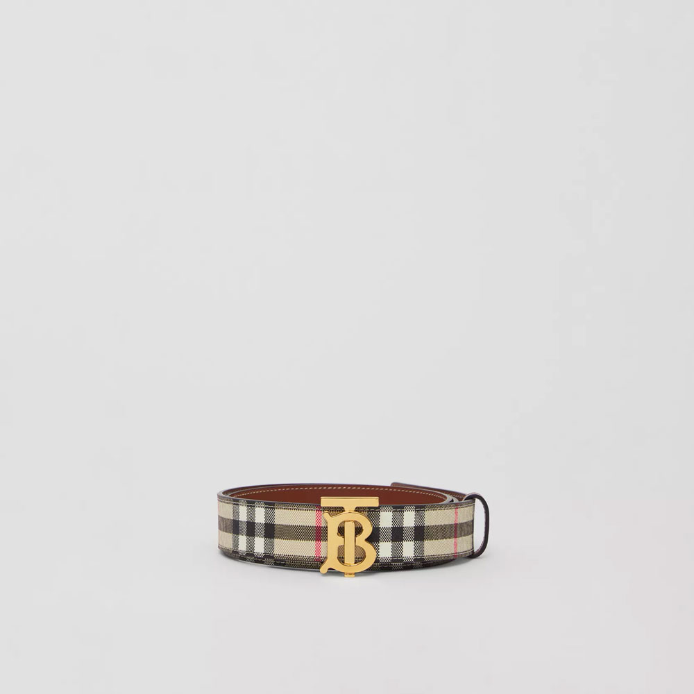 Burberry Reversible Vintage Check and Leather TB Belt 80524831 - Photo-2