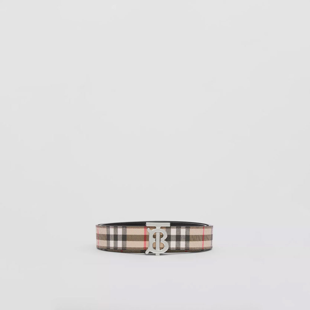 Burberry Reversible Vintage Check and Leather TB Belt 80525311 - Photo-2