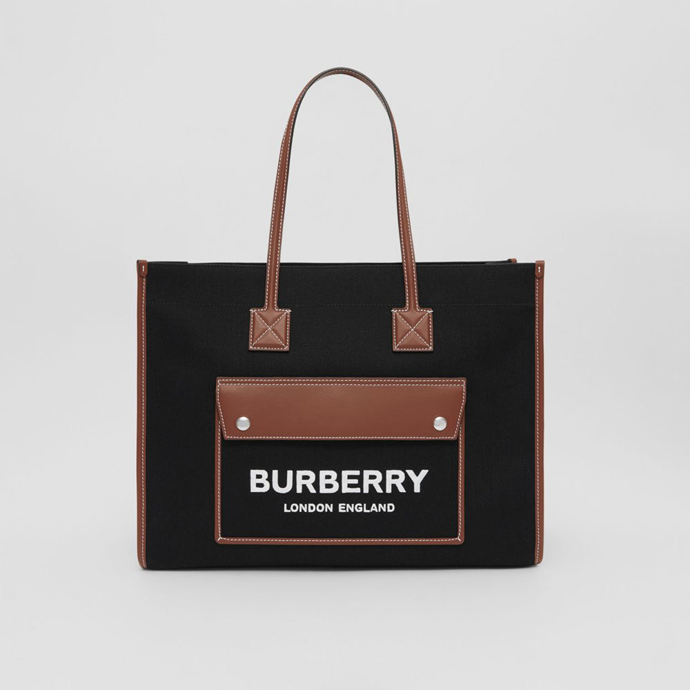 Burberry Two-tone Canvas and Leather Medium Freya Tote 80557471