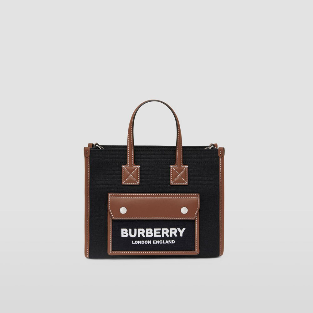 Burberry Two-tone Canvas and Leather Mini Freya Tote 80557491