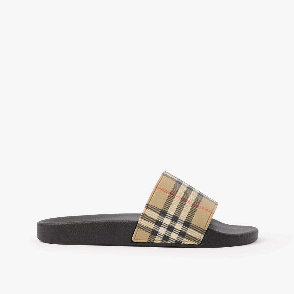 Burberry Vintage Check Print Slides in Archive Beige 80569421