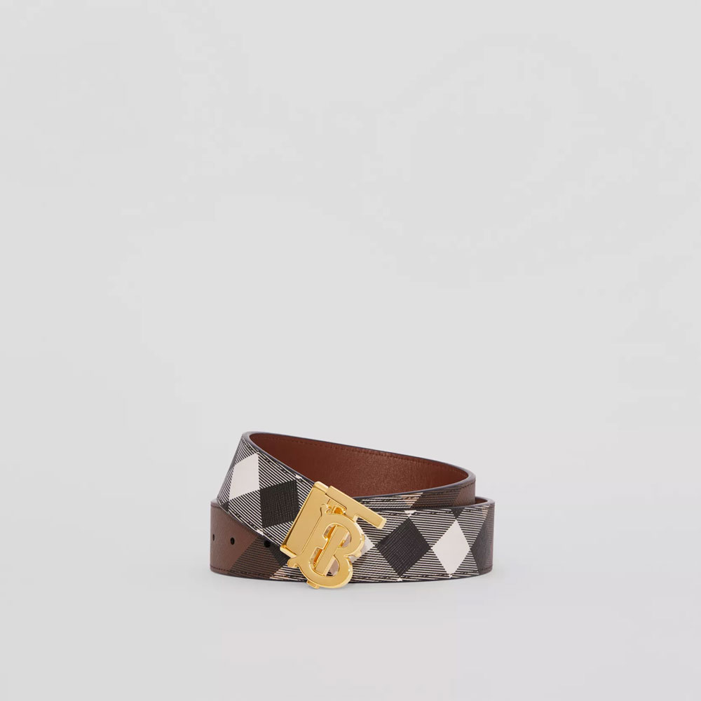 Burberry Reversible Check and Leather TB Belt 80583481