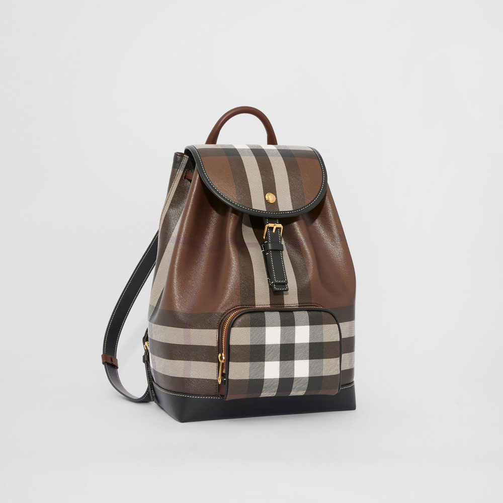 Burberry Check and Leather Backpack in Dark Birch Brown 80585981 - Photo-3