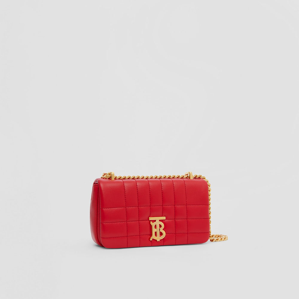 Burberry Quilted Leather Mini Lola Bag in Bright Red 80600671 - Photo-3