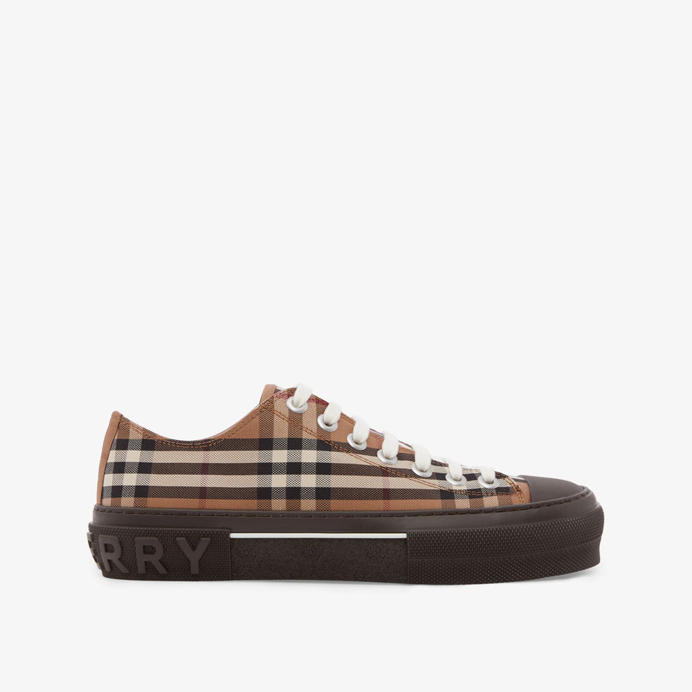 Burberry Check Cotton Sneakers in Birch Brown 80603871