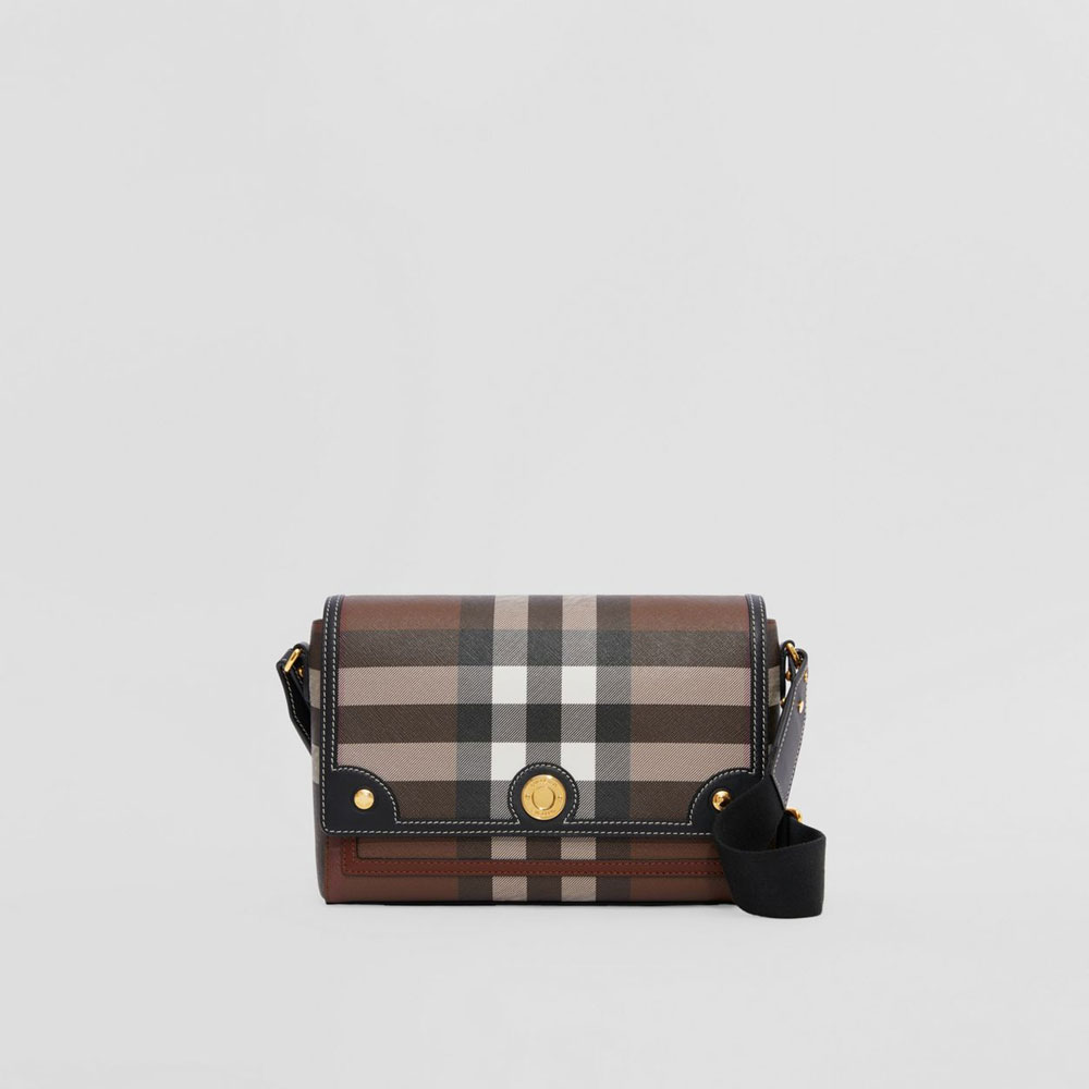 Burberry Exaggerated Check and Leather Note Bag 80631231