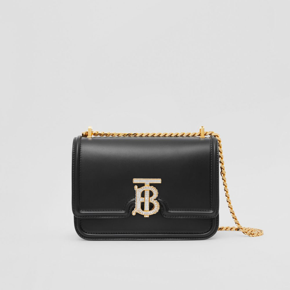 Burberry Crystal Detail Leather Small TB Bag in Black 80631341