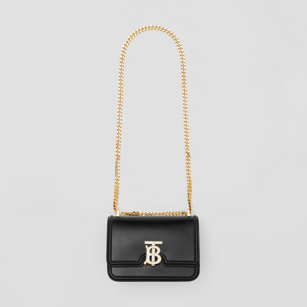 Burberry Crystal Detail Leather Small TB Bag in Black 80631341 - Photo-2