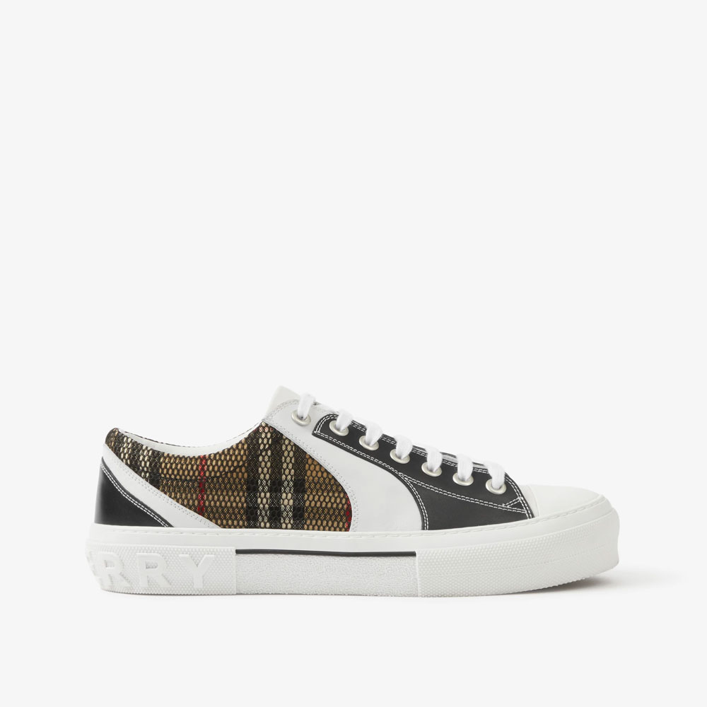 Burberry Vintage Check Cotton Mesh and Leather Sneakers 80654481