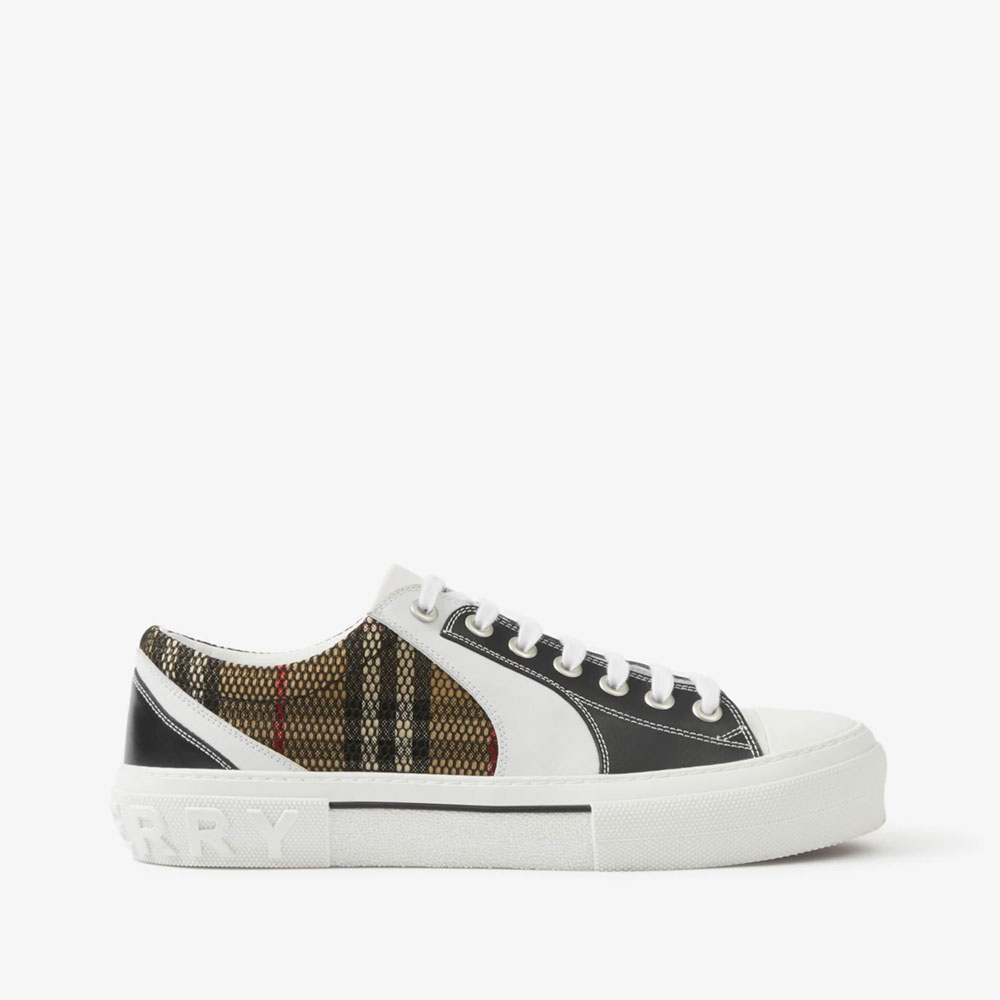 Burberry Vintage Check Cotton Mesh and Leather Sneakers 80654481 - Photo-2