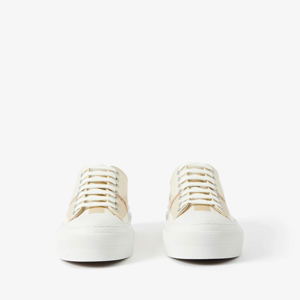 Burberry Check Cotton Sneakers in Soft Fawn 80656471 - Photo-2