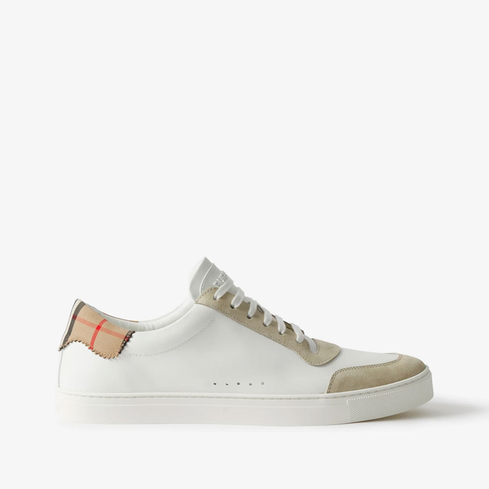 Burberry Leather Suede and Check Cotton Sneakers 80664681 - Photo-2