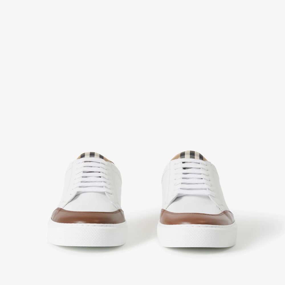 Burberry Leather and Check Cotton Sneakers 80723441 - Photo-2