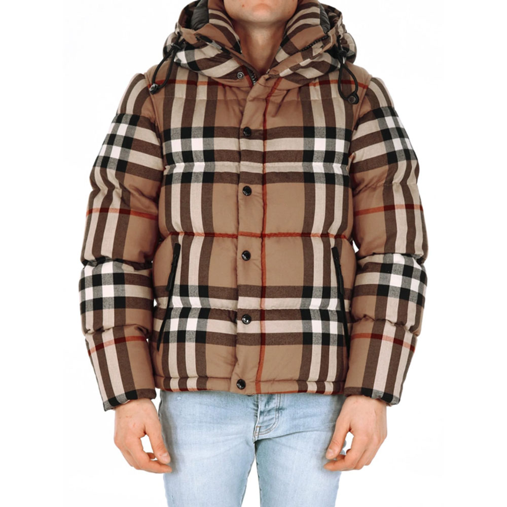 Burberry Detachable Sleeve Check Cotton Hooded Puffer 80894909 - Photo-2