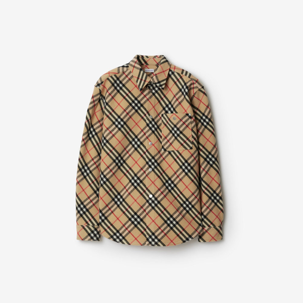 Burberry Check Wool Shirt in Sand 80919081