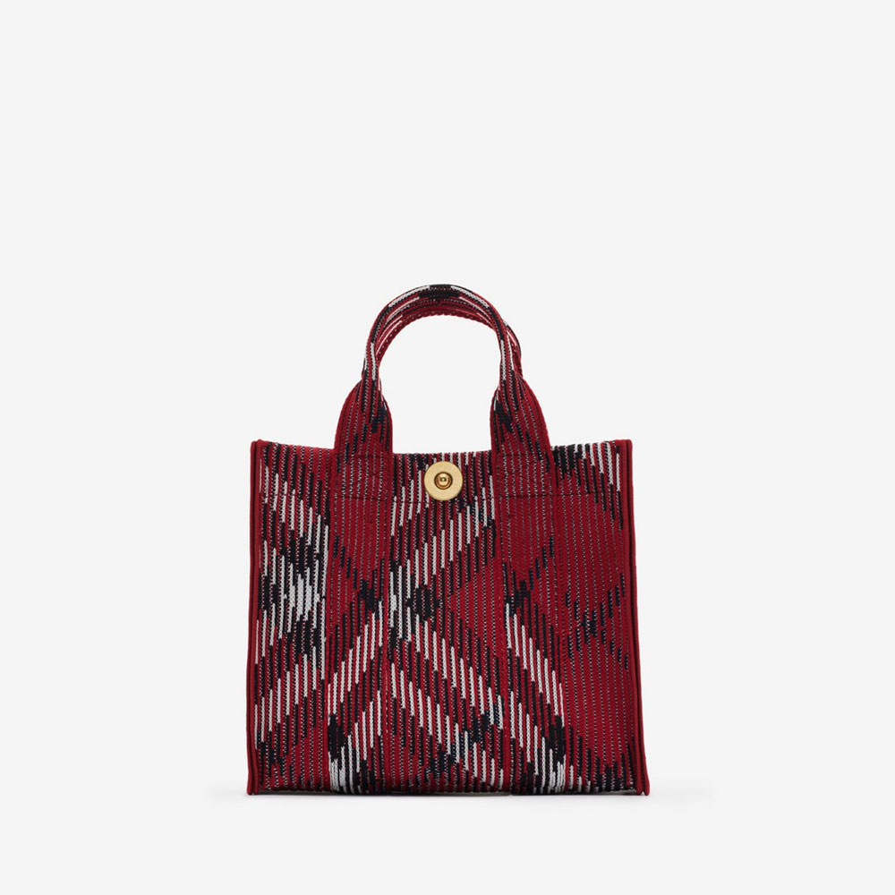 Burberry Mini Check Knitted Tote in Scarlet 80930721