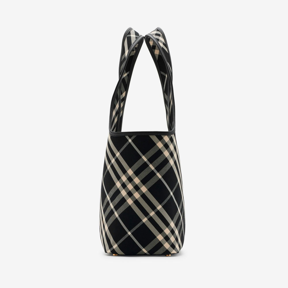 Burberry Small Check Tote in Black calico 80946861 - Photo-2