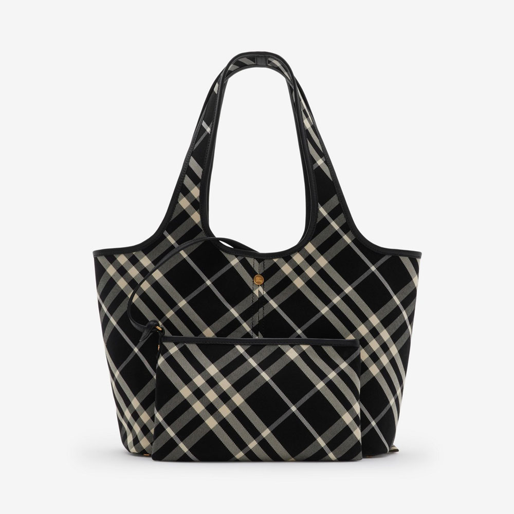 Burberry Small Check Tote in Black calico 80946861 - Photo-3